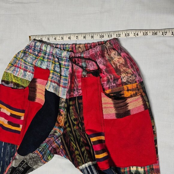 Guatemalan Boho Uniq Multicolor Multipattern Unisex Pants Woven Artsy Embroidery - Picture 4 of 15